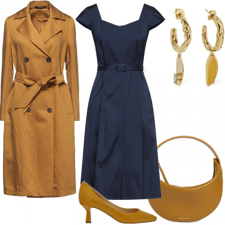 Outfit donna - Buongiorno primavera. Stile Bon Ton per Cerimonia. Abbinamento con vestiti midi/longuette, décolleté, cappotti, borse a mano, orecchini.