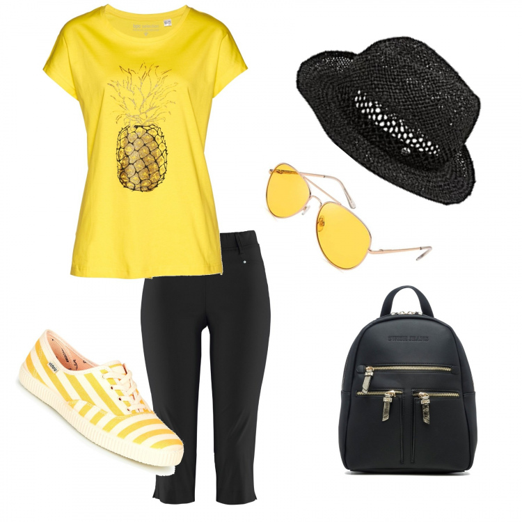 Outfit donna - Comode e colorate. Stile Casual per Tutti i giorni. Abbinamento con pantaloni, maglieria, sneakers, zaini, occhiali da sole, cappelli.