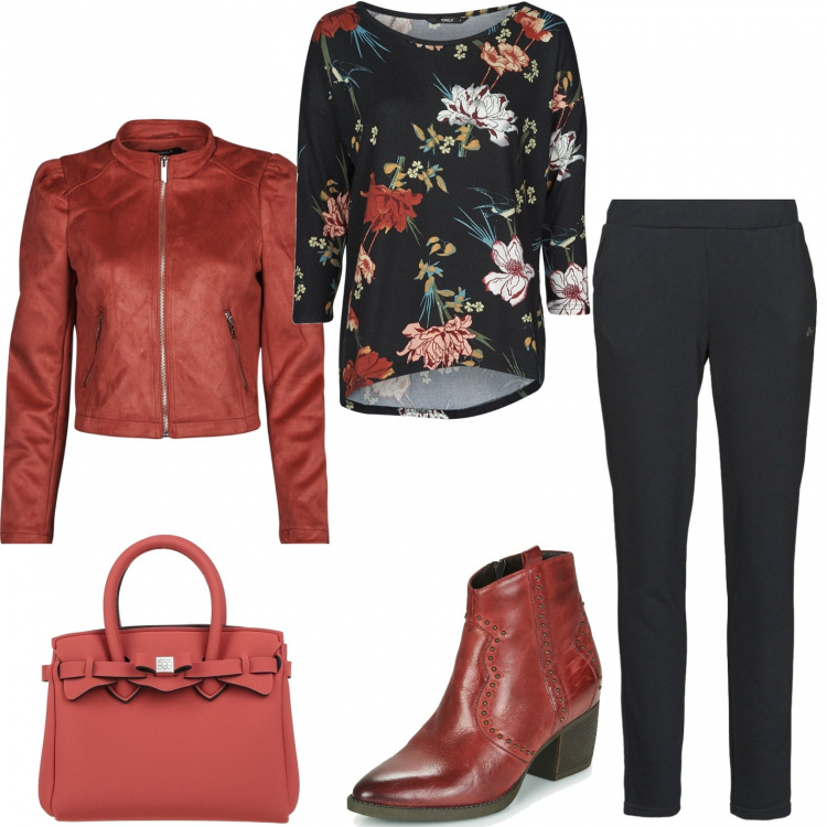 Outfit donna - Only you. Stile Basic per Tutti i giorni. Abbinamento con borse a mano, camicie, giacche, pantaloni, stivaletti.