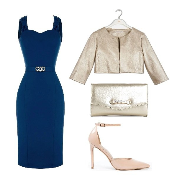 Outfit donna - Eleganza. Stile Chic per Cerimonia. Abbinamento con vestiti a tubino, bolero, scarpe col tacco, pochette.