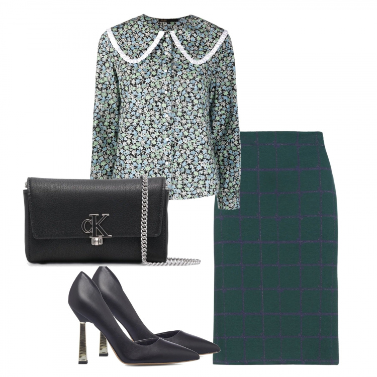 Outfit donna - Total look #1306344. Stile Bon Ton per Ufficio. Abbinamento con clutch, bluse, décolleté, gonne longuette.