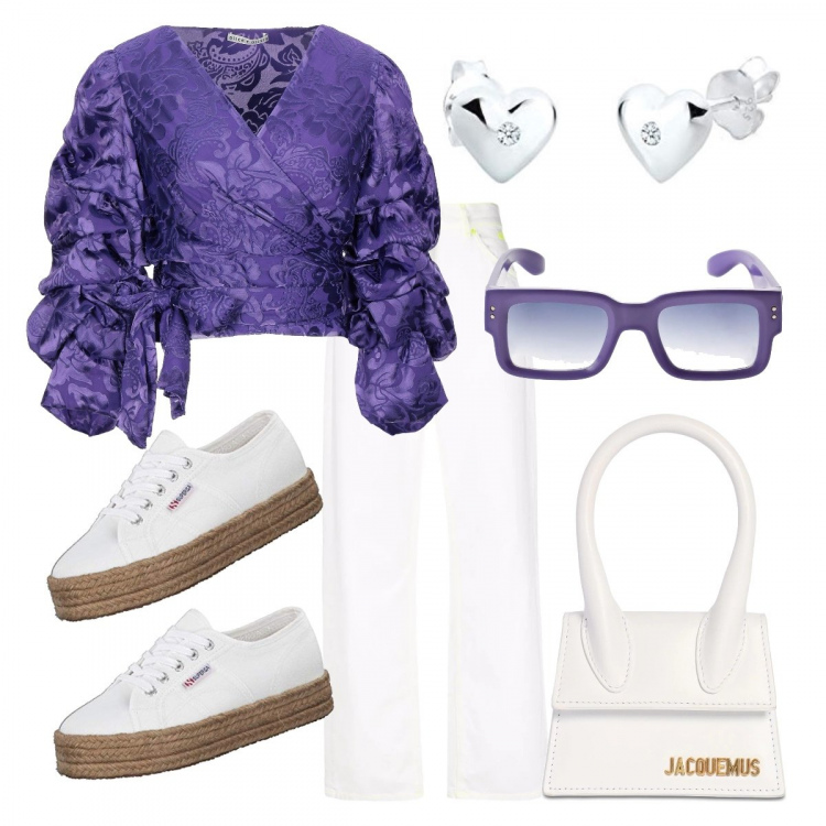 Outfit donna - I miei colori preferiti. Stile Sporty chic per Serata fuori. Abbinamento con camicie, jeans, orecchini, occhiali da sole, borse a mano, espadrillas.
