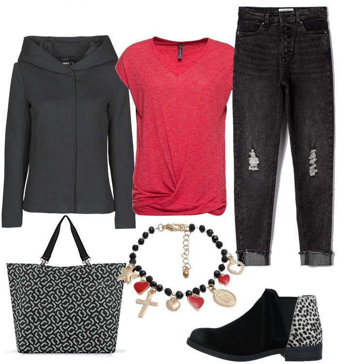 Outfit donna - Primavera urban. Stile Urban per Tutti i giorni. look ideale per Tall. Abbinamento con maglieria, stivaletti, braccialetti, jeans, cappotti, shopping bag.