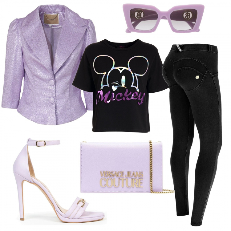Outfit donna - Freddy WR.UP glamour. Stile Glamour per Cerimonia. Abbinamento con sandali in pelle, t-shirt, clutch, occhiali da sole, jeggings, giacche.