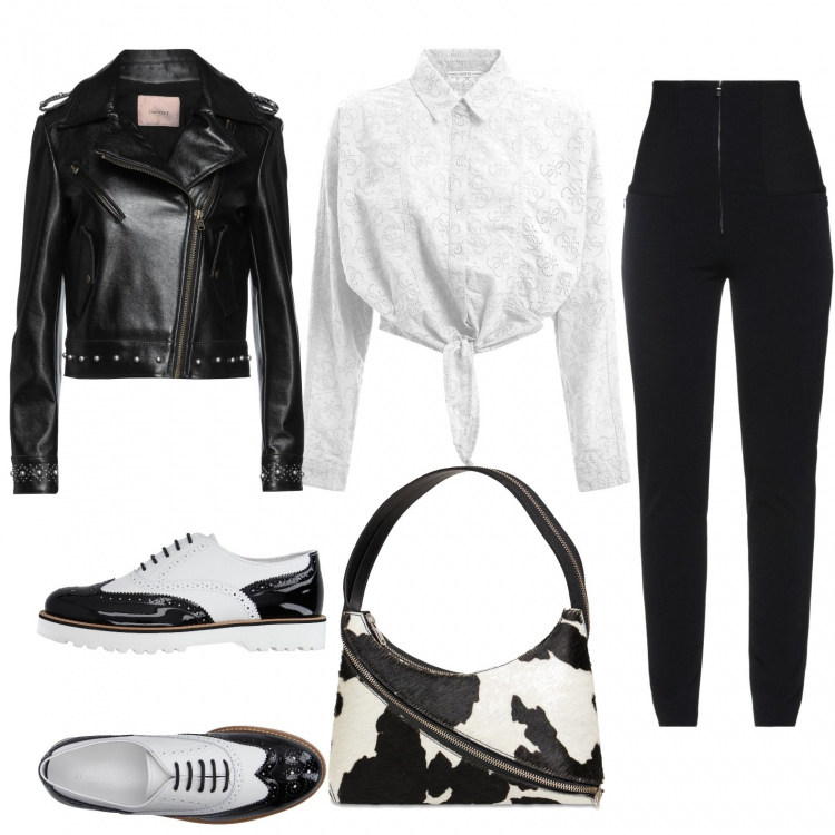 Outfit donna - Francesine black and white. Stile Casual per Tutti i giorni. Abbinamento con scarpe stringate, pantaloni skinny, giacche, camicie, borse a spalla.