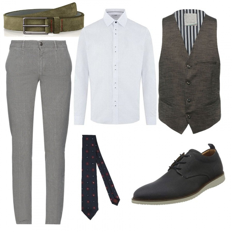 Outfit homme - Avril 2022 Chic. Style Business/Elégant pour Soirée spéciale. Assortir avec chemisiers, ceintures, pantalon , gilets sans manche, nœud papillon, chaussures à lacets.