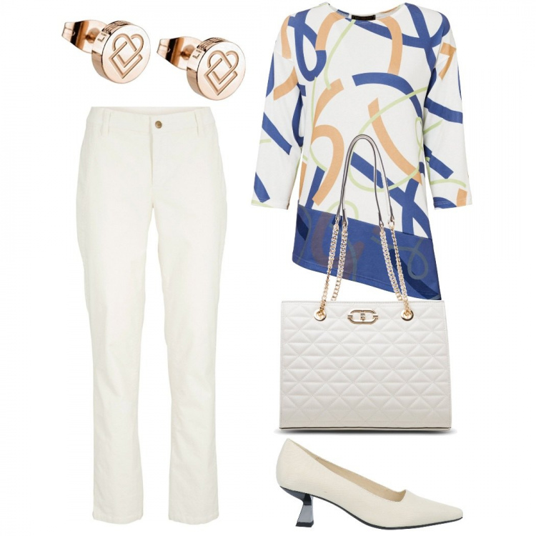 Outfit donna - Elegante tutti i giorni. Stile Casual chic per Tutti i giorni. Abbinamento con maglieria, maglieria, décolleté, borse a tracolla, orecchini.