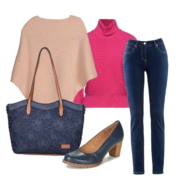 Outfit donna - Sportivo chic. Stile Casual chic per Tutti i giorni. Abbinamento con jeans dritti, maglieria, décolleté, cappotti, shopping bag.