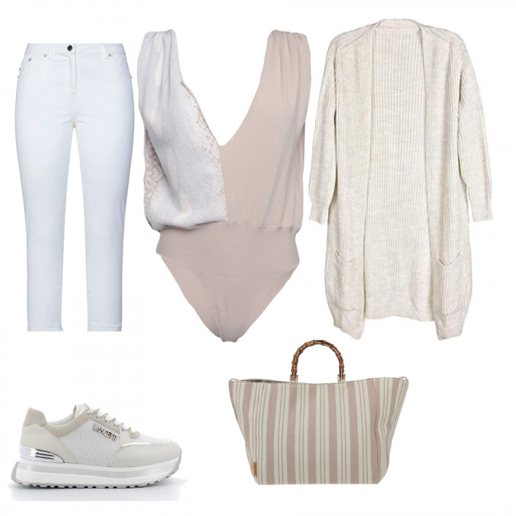 Outfit donna - Total look #1318693. Stile Casual per Tutti i giorni. Abbinamento con top, borse a mano, pantaloni, sneakers, cardigans.