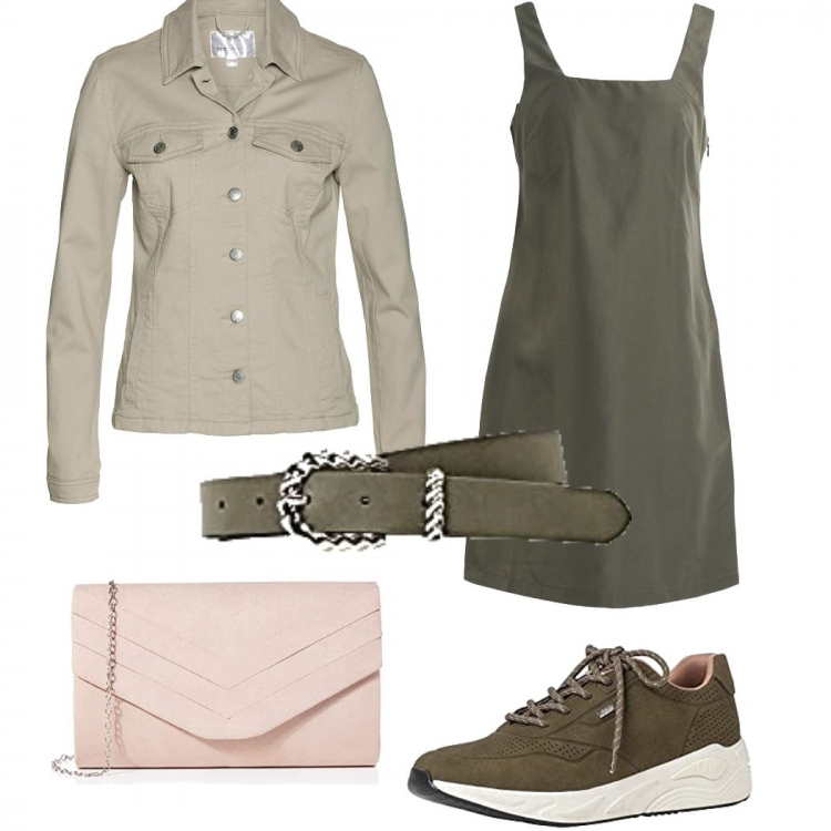 Outfit donna - Casual #7376. Stile Casual per Tutti i giorni. Abbinamento con blazer, vestiti corti, sneakers, pochette, cinture.