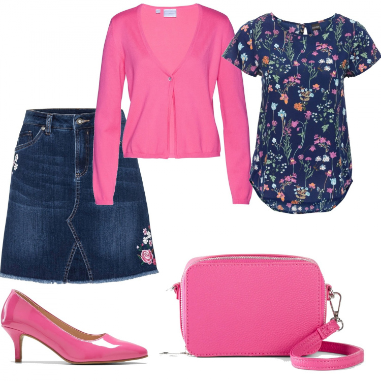 Outfit donna - Primavera a fiori. Stile Romantica per Tutti i giorni. Abbinamento con vestiti a tubino, bluse, cardigans, minigonne, décolleté.