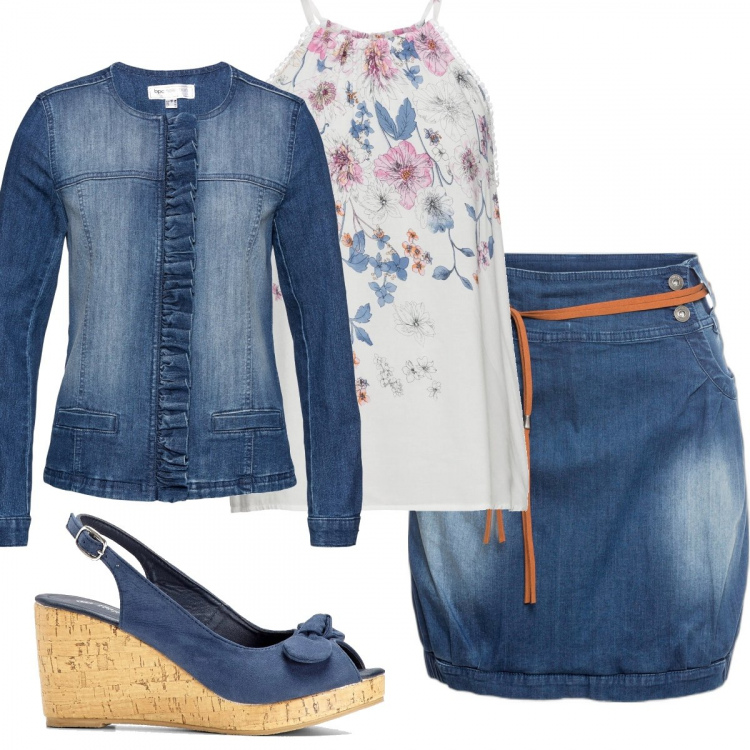 Outfit donna - Bonprix flower party. Stile Minimal per Tutti i giorni. Abbinamento con minigonne, top, giacche, sandali col tacco.