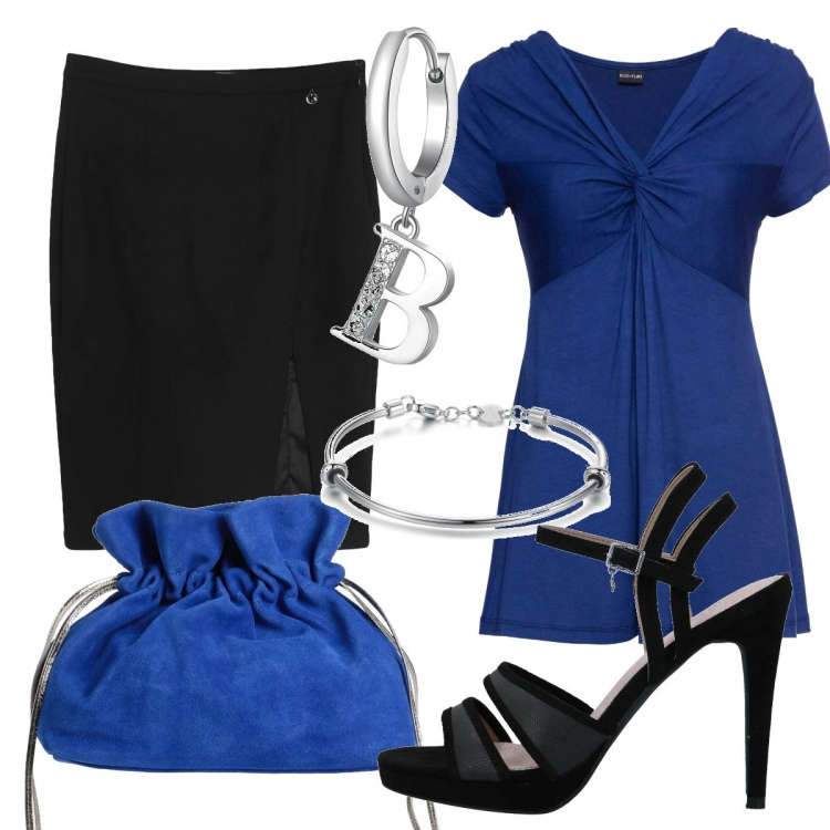 Outfit donna - Chic #6164. Stile Chic per Serata fuori. Abbinamento con maglieria, sandali col tacco, gonne longuette, borse a mano, braccialetti, orecchini.