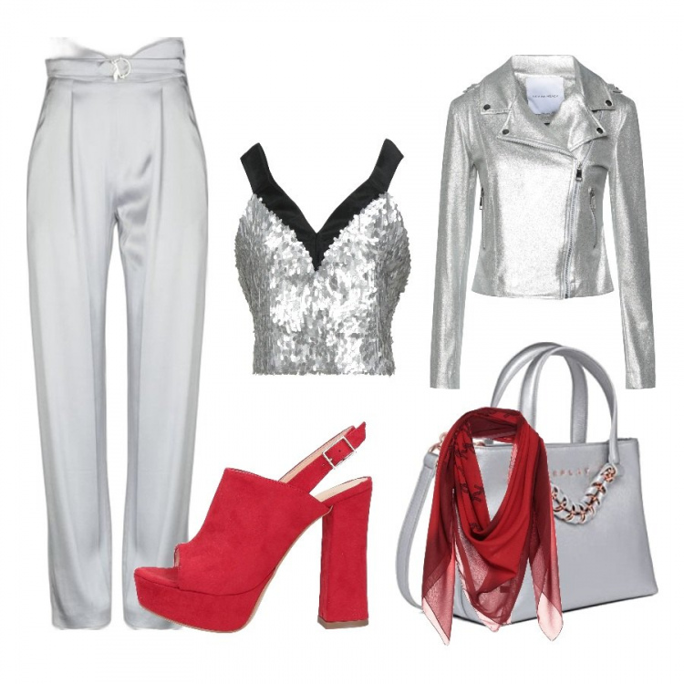 Outfit donna - Total look #1321066. Abbinamento con pantaloni, giacche, sciarpe, top, sandali col tacco, borse a spalla.