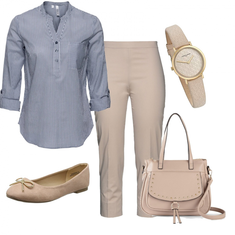 Outfit donna - Total look #1323313. Stile Basic per Tutti i giorni. Abbinamento con tuniche, borse a mano, pantaloni, ballerine, orologi.