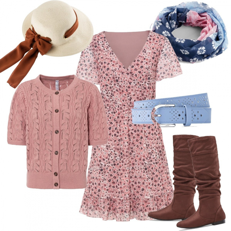 Outfit donna - Bon Prix flower party. Stile Romantica per Tutti i giorni. Abbinamento con cappelli, vestiti, cardigans, stivali, cinture, foulard.