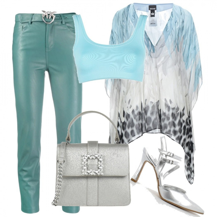 Outfit donna - Total look #1324683. Stile Casual per Tutti i giorni. Abbinamento con caftani, borse a mano, pantaloni a palazzo, top, sandali col tacco.