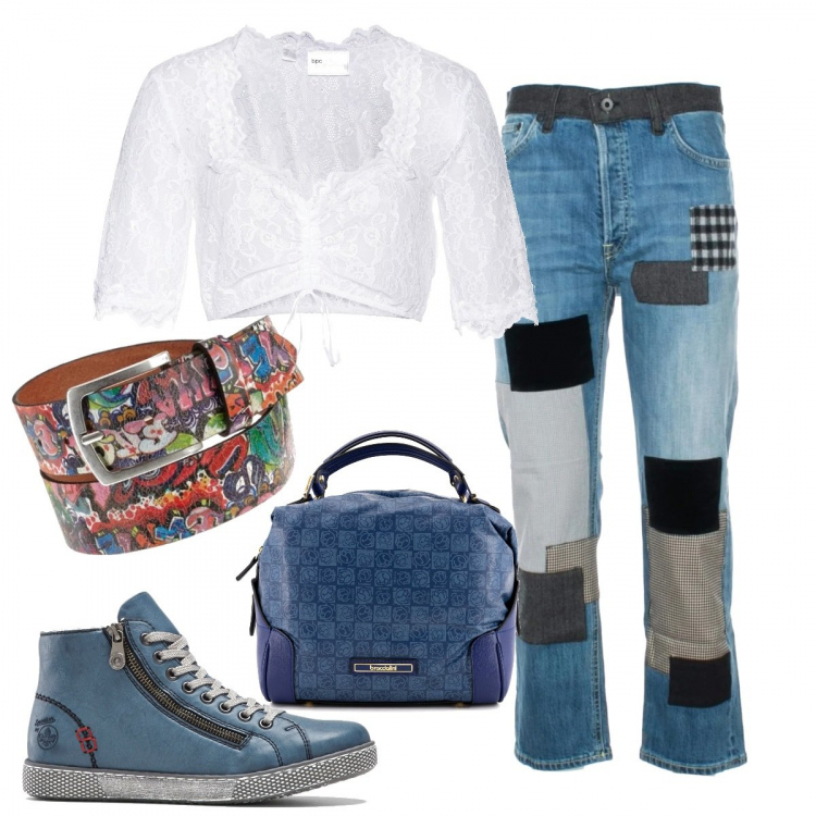 Outfit donna - Due passi in centro. Stile Casual per Tutti i giorni. Abbinamento con camicie, sneakers alte, pantaloni, borse a tracolla, cinture.