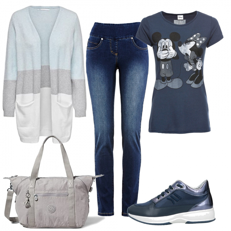Outfit donna - Total look #1326635. Stile Urban per Tutti i giorni. Abbinamento con jeans, maglieria, sneakers, cardigans, borse tote.
