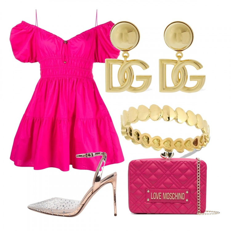 Outfit donna - Cindarella shoes. Stile Glamour per Cerimonia. Abbinamento con décolleté, vestiti corti, clutch, orecchini, anelli.