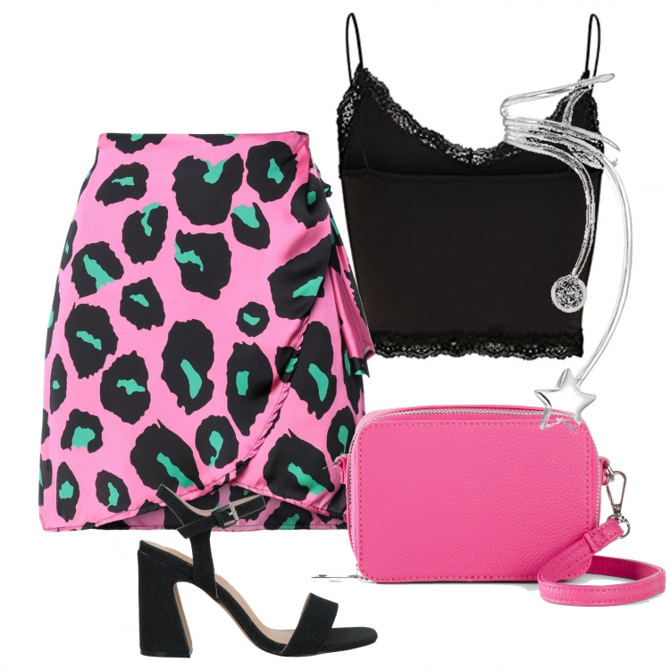 Outfit donna - Serata frizzante. Stile Sexy per Serata fuori. Abbinamento con vestiti a tubino, minigonne, sandali in pelle, top, orecchini.