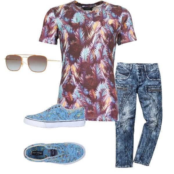 Outfit uomo - Colore maschile. Stile Casual per Tutti i giorni. Abbinamento con sneakers, jeans dritti.