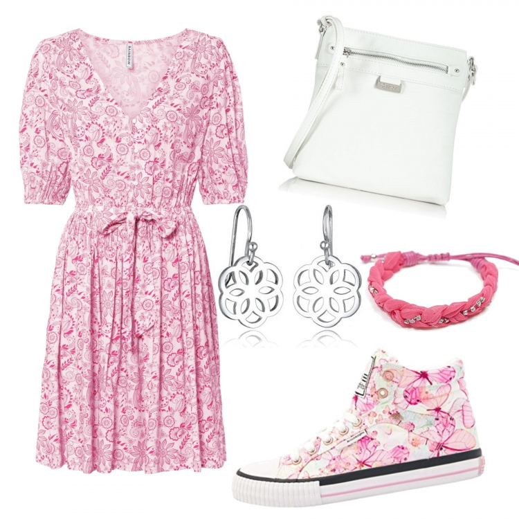 Outfit mujer - Casual chic #10121. Estilo Casual chic para Todos los días. look ideal para Tall/Alta. Combinación con sneakers, pulseras, bolsos de mano, pendientes, vestidos.
