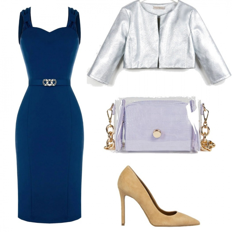 Outfit donna - Rinascimento Summer Vibes. Stile Chic per Cerimonia. Abbinamento con blazer, vestiti a tubino, scarpe col tacco, pochette.