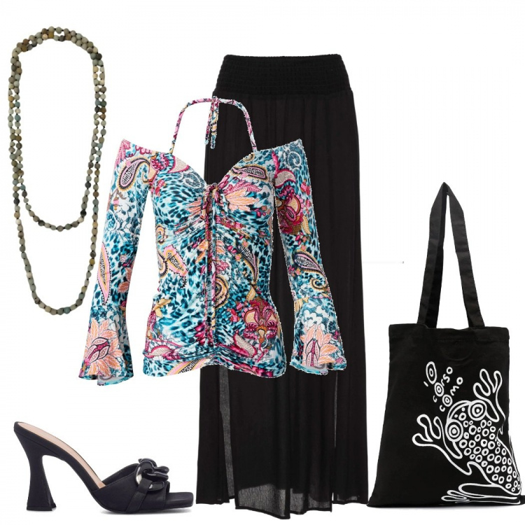 Outfit donna - Etnico o Boho?. Stile Boho per Tutti i giorni. Abbinamento con gonne lunghe, maglieria, collane, pantaloni, borse tote, sandali in pelle.