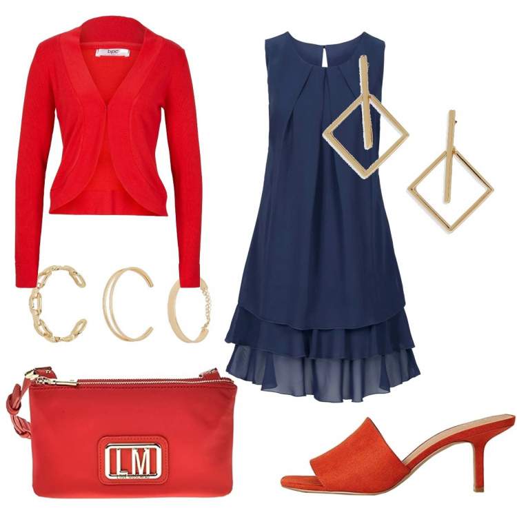 Outfit femme - Chic #7775. Style Chic pour Soirée dehors. Assortir avec robes, boléros, bracelets, sandales, boucles d'oreilles, sacs besace.