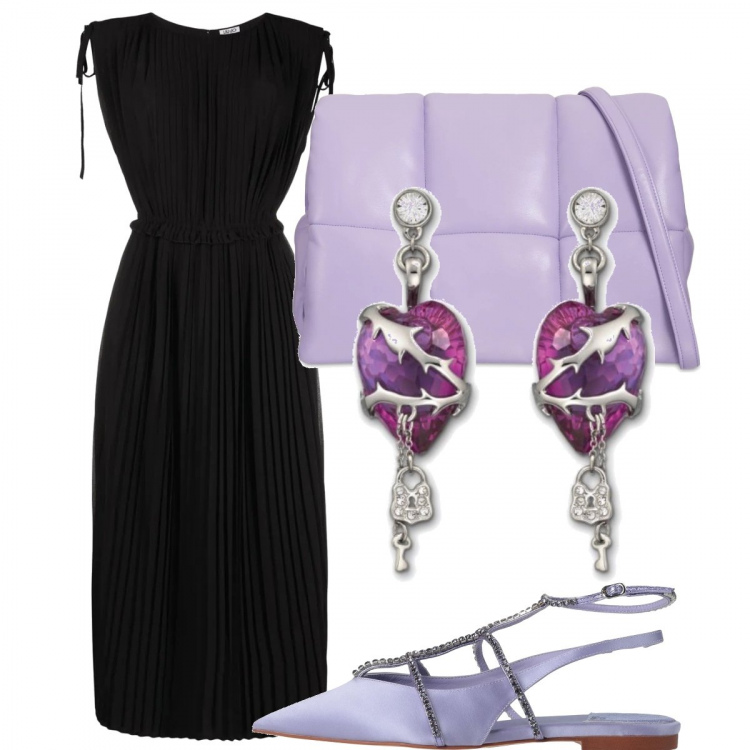 Outfit donna - Sandalo flat in raso con strass. Stile Chic per Tutti i giorni. Abbinamento con ballerine, vestiti midi/longuette, borse a spalla, orecchini.