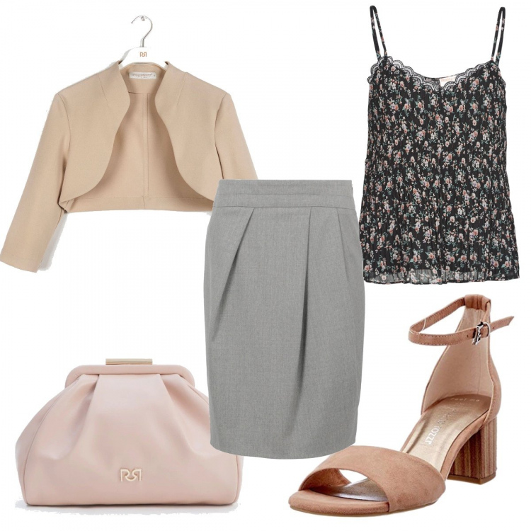 Outfit donna - Voglia d’estate chic. Stile Chic per Tutti i giorni. Abbinamento con blazer, clutch, gonne, camicie, sandali col tacco.