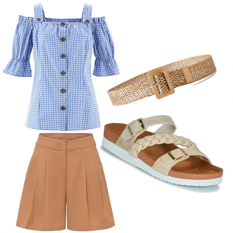 Outfit donna - Elegante e comoda. Stile Casual per Tutti i giorni. Abbinamento con camicie a manica corta, shorts, cinture, ciabatte.