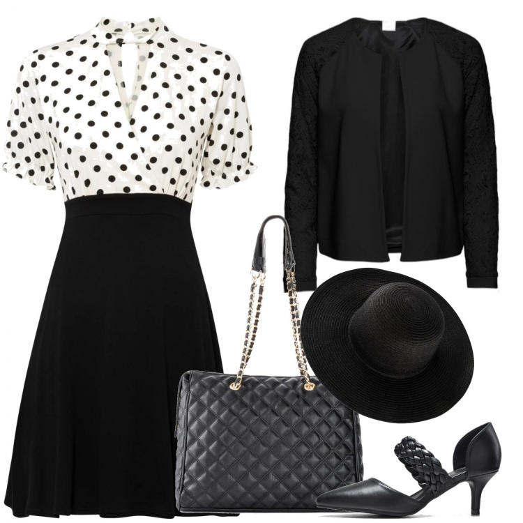 Outfit donna - Stile Chanel. Stile Chic per Cerimonia. Abbinamento con blazer, shopping bag, vestiti, polo, cappelli.