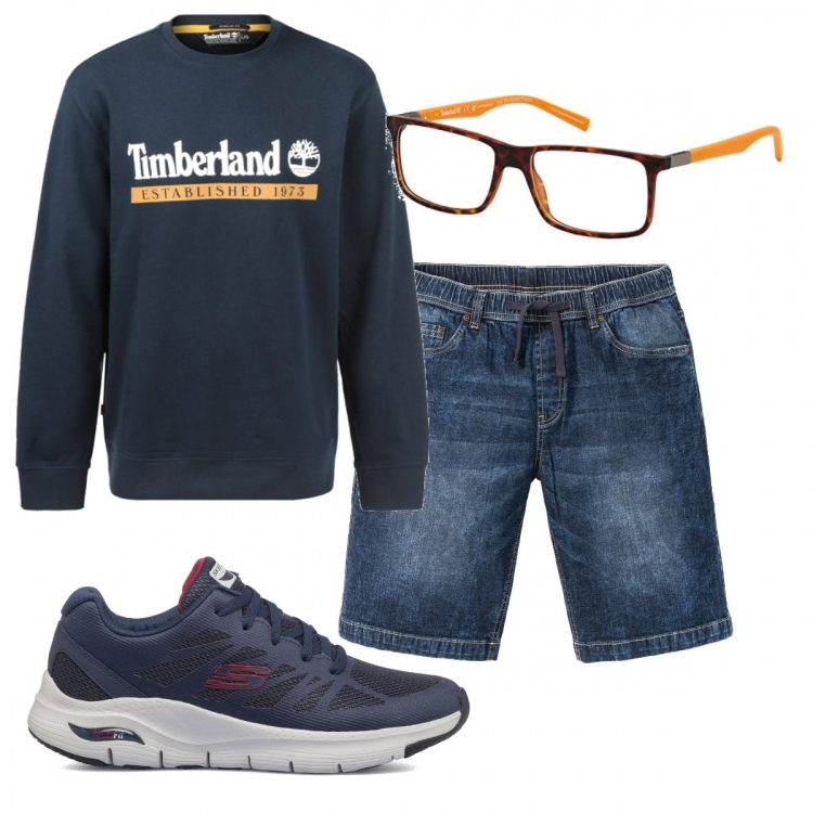 Outfit uomo - Total look #1352085. Stile Casual per Tutti i giorni. Abbinamento con bermuda, felpe, sneakers, occhiali da sole.