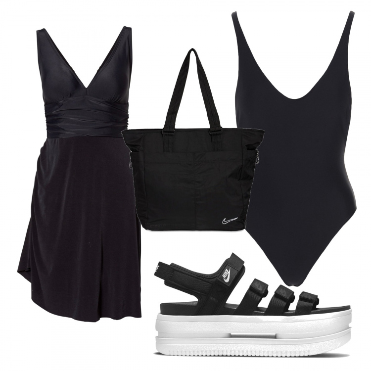 Outfit donna - Outfit #33. Stile Casual per Mare. Abbinamento con vestiti da spiaggia, vestiti, shopping bag, sandali.