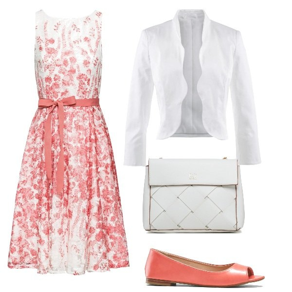 Outfit donna - Outfit economico ma di classe. Stile Bon Ton per Serata fuori. Abbinamento con blazer, vestiti midi/longuette, ballerine, borse a tracolla.