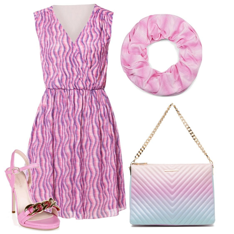 Outfit donna - Outfit low cost per curvy. Stile Chic per Serata fuori. Abbinamento con vestiti lunghi, sandali in pelle, borse a tracolla, foulard.