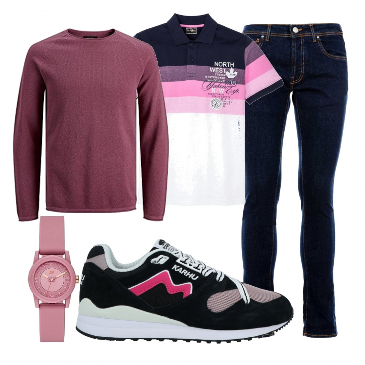 Outfit uomo - Non so perché.... Stile Urban per Tutti i giorni. Abbinamento con sneakers, polo, jeans, maglieria, orologi.