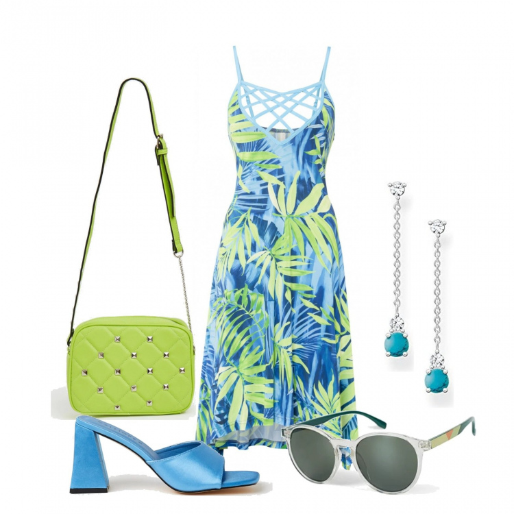 Outfit donna - Uno stile tutto mio!. Stile Glamour per Tutti i giorni. Abbinamento con vestiti chemisier, borse a tracolla, sandali col tacco, orecchini, occhiali da sole.
