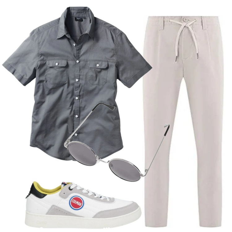 Outfit uomo - Total look #1366385. Stile Casual per Tutti i giorni. Abbinamento con camicie a manica corta, sneakers, occhiali da sole, pantaloni.
