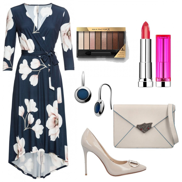 Outfit donna - Cerimonia. Stile Glamour per Cerimonia. Abbinamento con vestiti lunghi, décolleté, clutch, ombretti, orecchini, gloss.