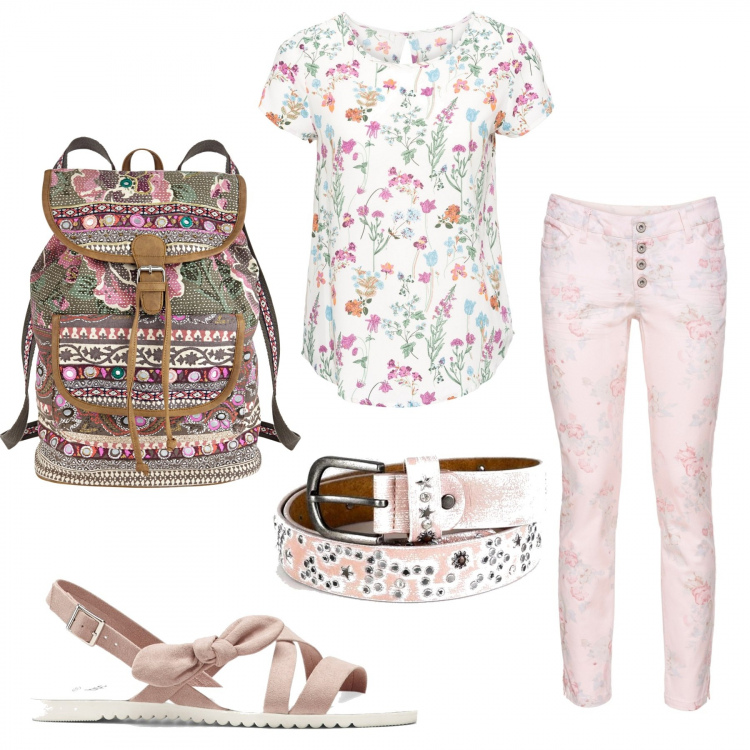 Outfit donna - Total look #1367110. Stile Casual per Ufficio. Abbinamento con bluse, pantaloni, sandali, zaini, cinture.