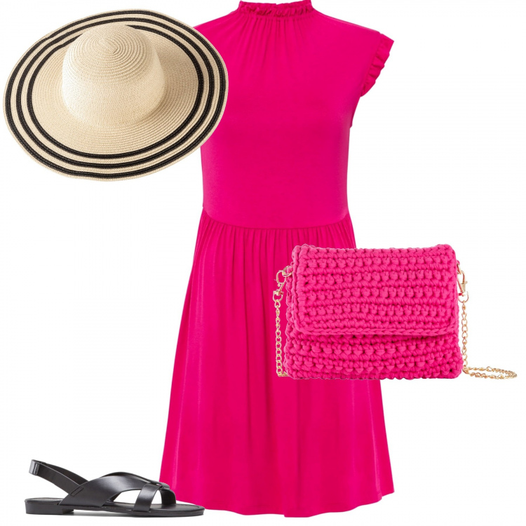 Outfit donna - Bonprix Summer Party. Stile Basic per Serata fuori. Abbinamento con sandali, vestiti, cappelli, borse a tracolla.