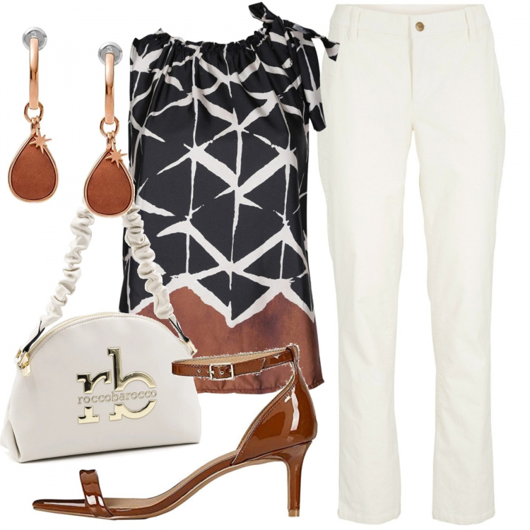 Outfit donna - A cena fuori. Stile Casual chic per Serata fuori. Abbinamento con maglieria, top, borse a spalla, scarpe col tacco, orecchini.