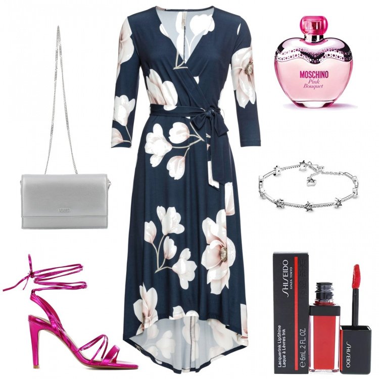 Outfit donna - Cenetta romantica Winter. Stile Bon Ton per Serata fuori. Abbinamento con vestiti lunghi, sandali in pelle, clutch, braccialetti, rossetti, profumi.