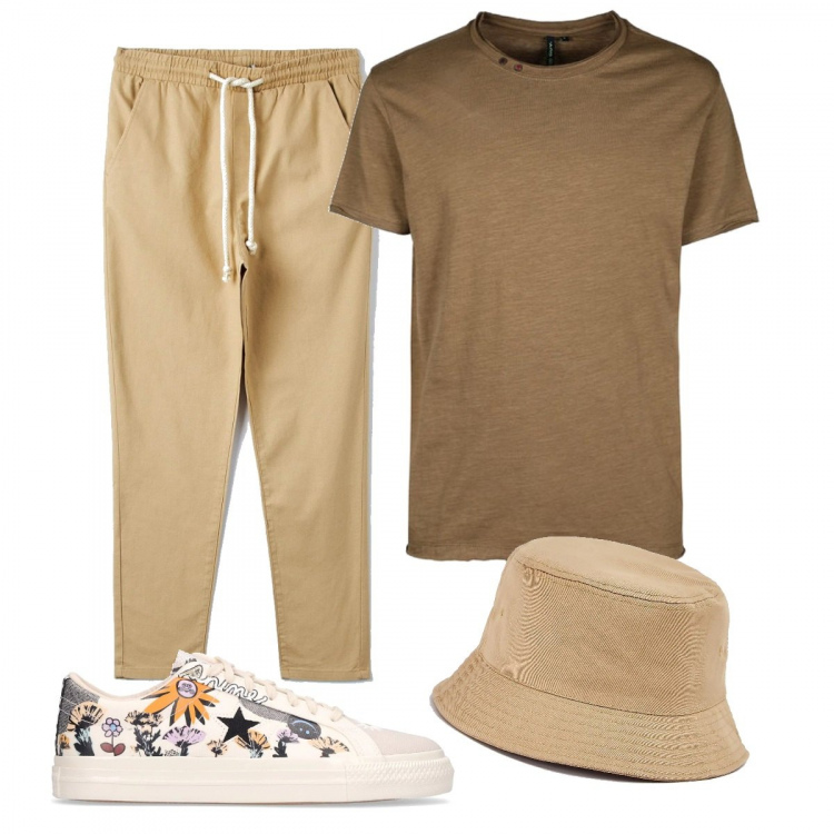 Outfit uomo - Casual #13691. Stile Casual per Tutti i giorni. Abbinamento con t-shirt, cappelli con visiera, pantaloni, sneakers.