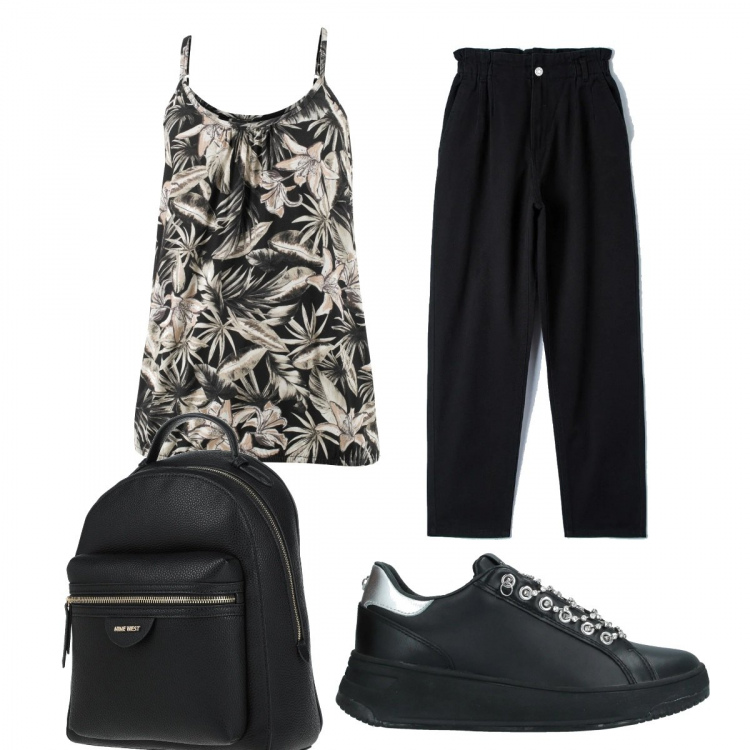 Outfit donna - Total look #1376374. Stile Basic per Tutti i giorni. Abbinamento con top, zaini, sneakers, pantaloni.