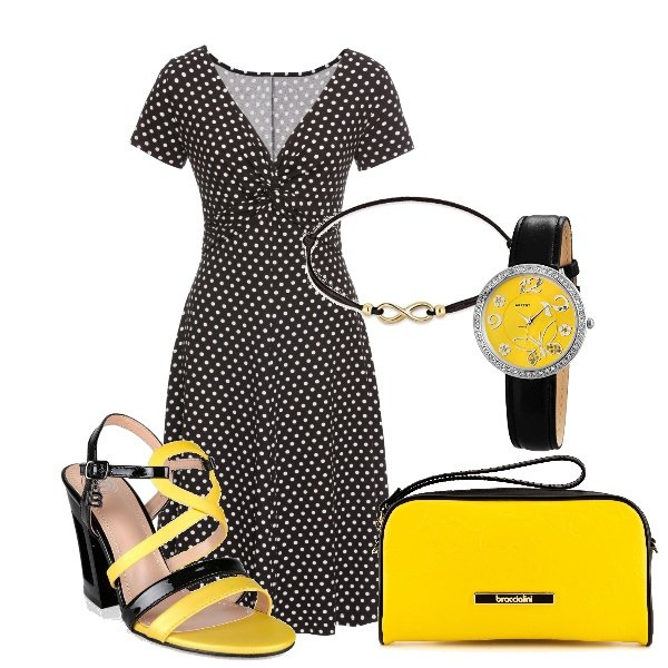 Outfit donna - Come mia zia. Stile Bon Ton per Tutti i giorni. Abbinamento con vestiti lunghi, sandali in pelle, borse a tracolla, orologi analogici, braccialetti.