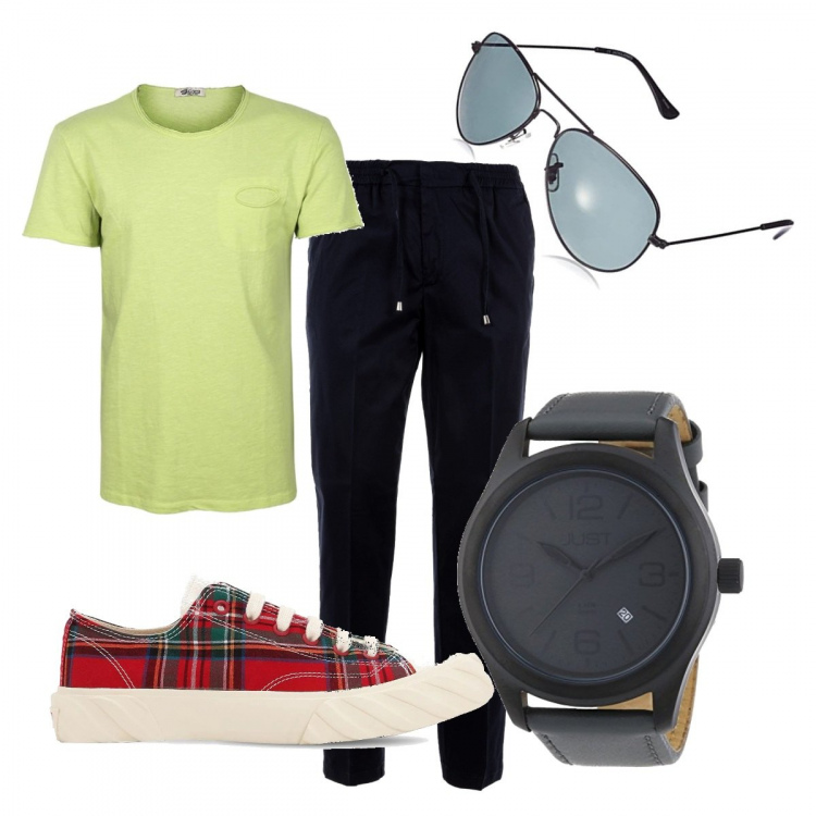 Outfit uomo - Total look #1380788. Stile Casual per Tutti i giorni. Abbinamento con t-shirt, pantaloni, sneakers, orologi, occhiali da sole.